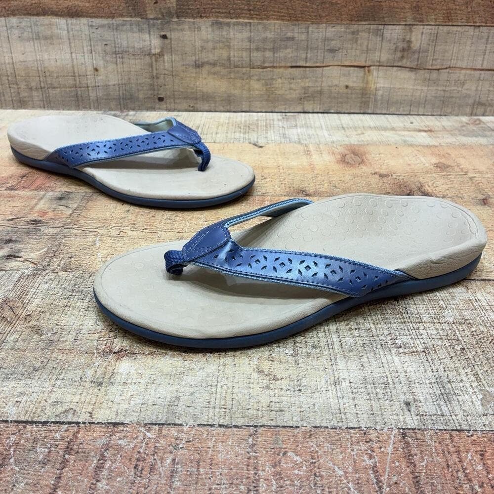 Vionic Tide Perf Sandals Womens Size 8 39 Blue Thong Flip Flop Comfort Shoes